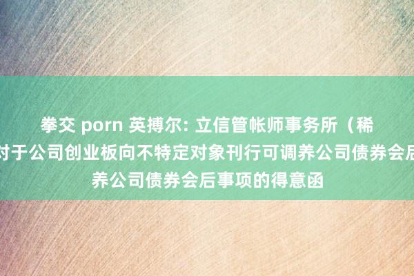 拳交 porn 英搏尔: 立信管帐师事务所（稀奇广宽结伴）对于公司创业板向不特定对象刊行可调养公司债券会后事项的得意函