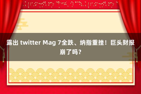 露出 twitter Mag 7全跌、纳指重挫！巨头财报崩了吗？