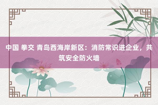 中国 拳交 青岛西海岸新区：消防常识进企业，共筑安全防火墙