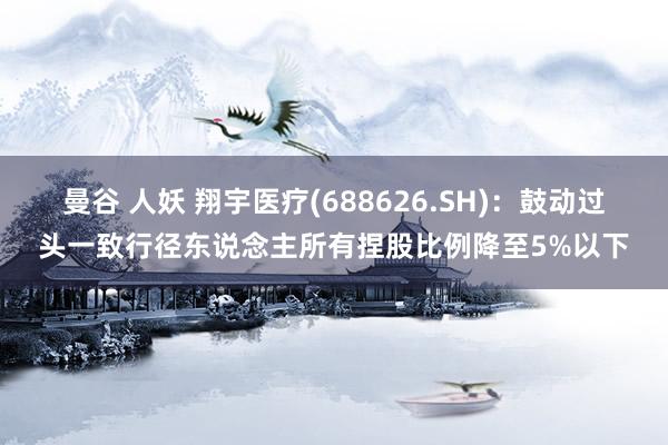 曼谷 人妖 翔宇医疗(688626.SH)：鼓动过头一致行径东说念主所有捏股比例降至5%以下