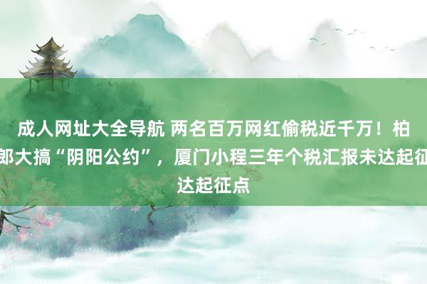 成人网址大全导航 两名百万网红偷税近千万！柏令郎大搞“阴阳公约”，厦门小程三年个税汇报未达起征点