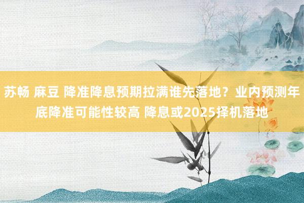苏畅 麻豆 降准降息预期拉满谁先落地？业内预测年底降准可能性较高 降息或2025择机落地