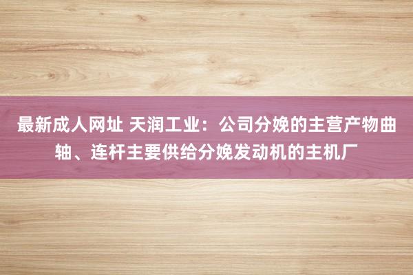 最新成人网址 天润工业：公司分娩的主营产物曲轴、连杆主要供给分娩发动机的主机厂