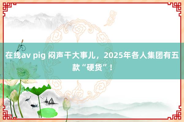 在线av pig 闷声干大事儿，2025年各人集团有五款“硬货”！