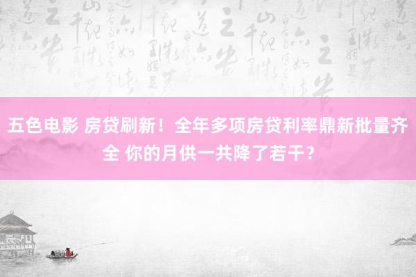 五色电影 房贷刷新！全年多项房贷利率鼎新批量齐全 你的月供一共降了若干？