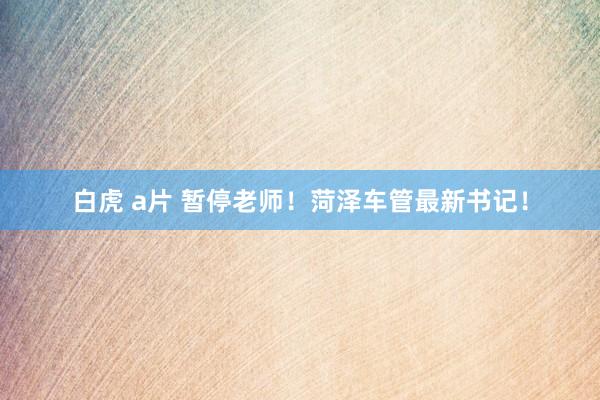 白虎 a片 暂停老师！菏泽车管最新书记！