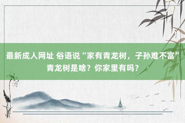 最新成人网址 俗语说“家有青龙树，子孙难不富”青龙树是啥？你家里有吗？