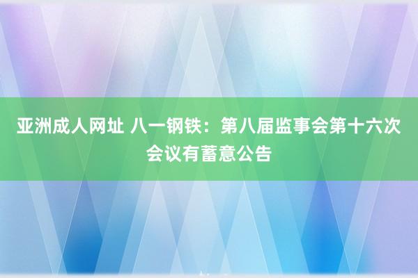 亚洲成人网址 八一钢铁：第八届监事会第十六次会议有蓄意公告