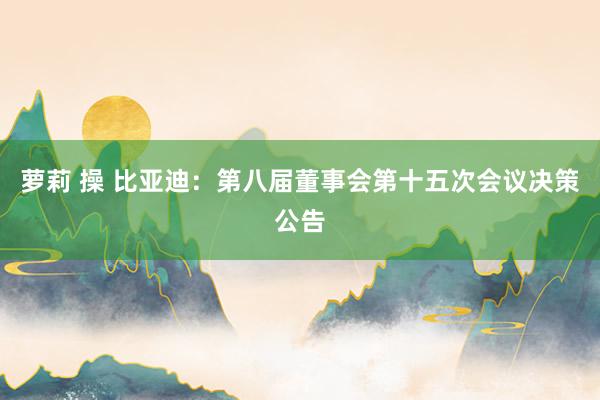 萝莉 操 比亚迪：第八届董事会第十五次会议决策公告