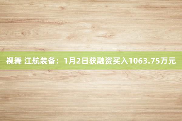 裸舞 江航装备：1月2日获融资买入1063.75万元