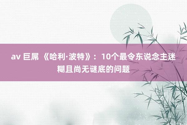 av 巨屌 《哈利·波特》：10个最令东说念主迷糊且尚无谜底的问题