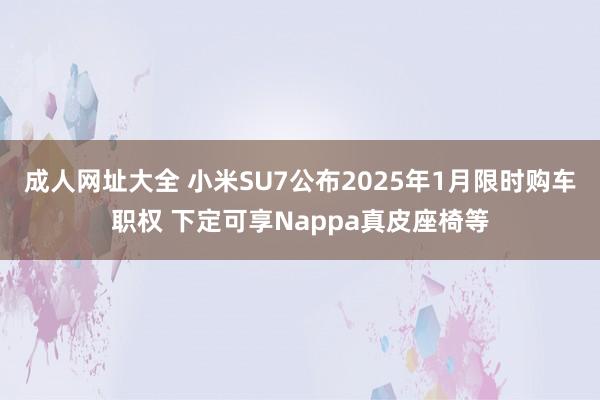 成人网址大全 小米SU7公布2025年1月限时购车职权 下定可享Nappa真皮座椅等