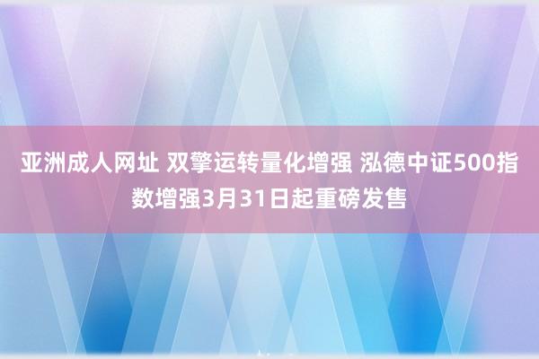 亚洲成人网址 双擎运转量化增强 泓德中证500指数增强3月31日起重磅发售