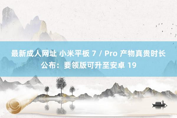 最新成人网址 小米平板 7 / Pro 产物真贵时长公布：要领版可升至安卓 19
